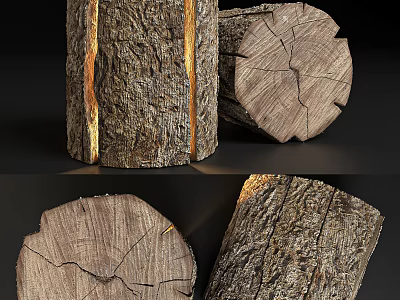 Natural Tree Stump Stool With Rustic Wooden Texture And Growth Rings Design 3d model