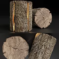 Natural Tree Stump Stool With Rustic Wooden Texture And Growth Rings Design
