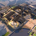 Ancient Architecture Complex With Traditional Roofs Courtyard Layout And Waterfront Scenery 3d model