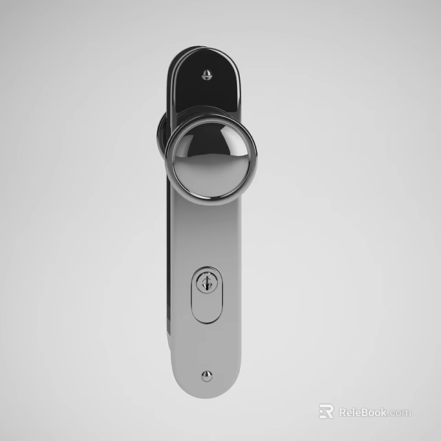 Modern Sleek Metallic Door Handle Featuring Round Knob And Push Button For Home Use 3d model