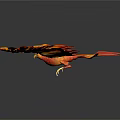 Fiery Flame Phoenix Spreading Wings In Black Background With Reflection