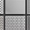 Different Geometric Mesh Patterns With Perforated Designs On Dark Background