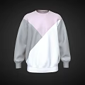 Pink Gray White Color Block Sweater With Round Neck And Long Sleeves