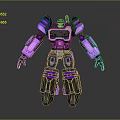 3D Model Sci Fi Robot Character With Black Purple Glowing Mechanical Armor And Joints Design 3d model