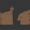 Broken Red Brick Wall Scene Components With Damaged Edges And Ruined Structures