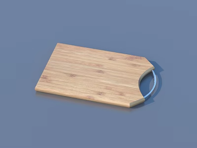 Wooden Cutting Board With Metal Handle For Kitchen Food Preparation 3d model