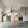 Modern Kitchen Interior Design With Light Colored Cabinets White Range Hood And Appliances