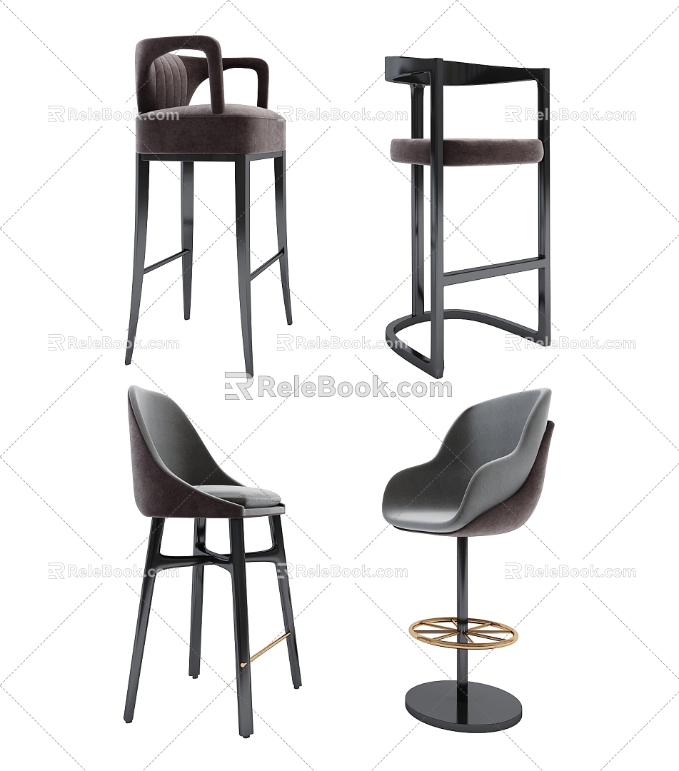 Modern Bar Chair Combination 3d model