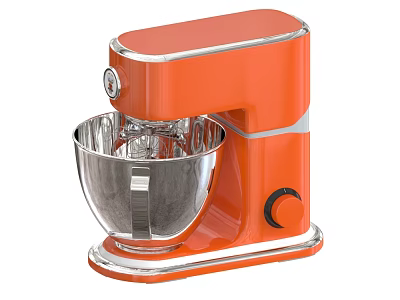 Vibrant Orange Stand Mixer Kitchen Appliance With Stainless Steel Mixing Bowl 3d model