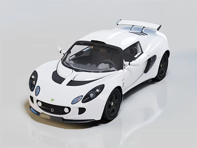 White Sleek Sports Car With Aerodynamic Design Black Accents And Rear Spoiler 3d model