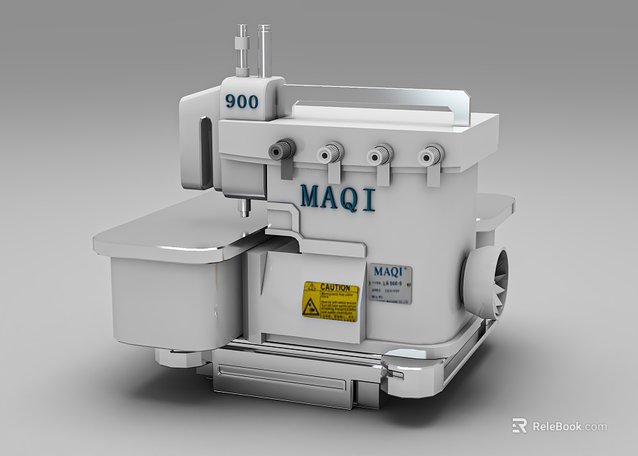 Industrial Sewing Machine MAQI Model 900 With Metal Structure And Warning Label 3d model 