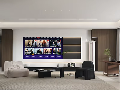 Modern Open Concept Dining and Living Room Interior With Sofa Coffee Table And Decorative Lighting 3d model