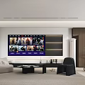 Modern Open Concept Dining and Living Room Interior With Sofa Coffee Table And Decorative Lighting