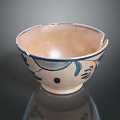 Artistic Sculpture Carving On Ceramic Bowl With Blue And White Floral Patterns