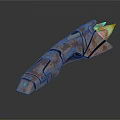 Orange Futuristic Weapon With Intricate Pattern And Transparent Crystal Tip 3d model