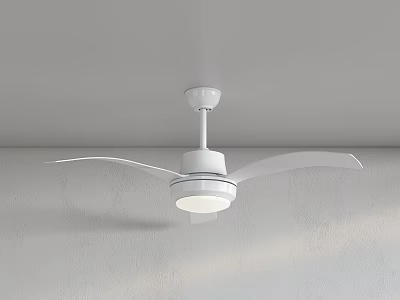 Modern White Ceiling Mounted Air Conditioner Fan With Light Blades And Simple Design 3d model