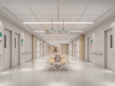 Public area on the second floor of modern hospital 3d model