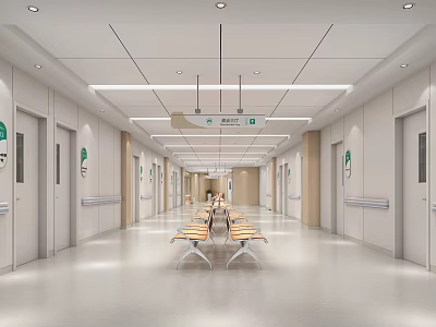 Modern Hospital Outpatient Clinic Waiting Area Design 3d model