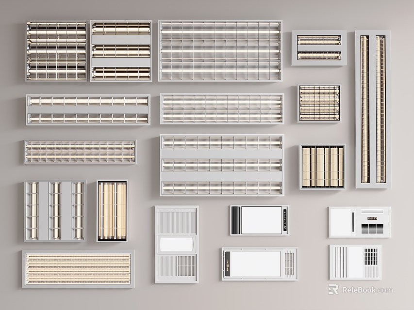 Modern LED Grille Lights With Various Styles For Ceiling Office Home Lighting 3d model 