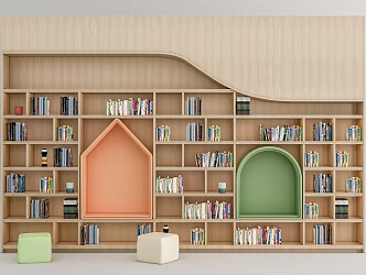 Modern Reading Room Children's Bookcase Books 3d model