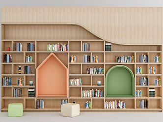 Modern Reading Room Children's Bookcase Books 3d model