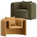 Green And Brown Velvet Lounge Chairs With Vertical Tufting And Accent Pillow