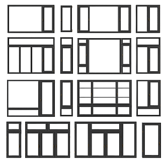 Aluminum alloy window combination for modern windows 3d model