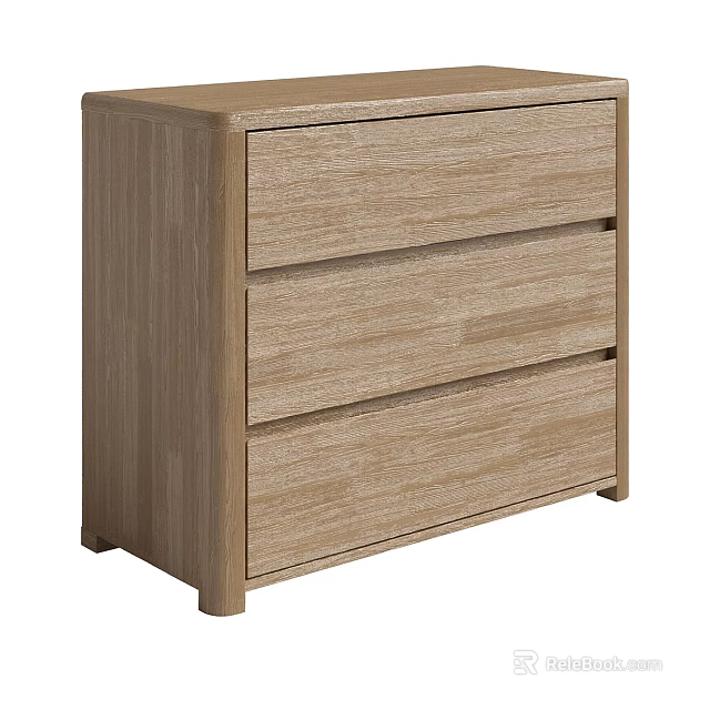 Functional Modern Wooden Entryway Side Cabinet With Three Drawers Storage Design 3d model