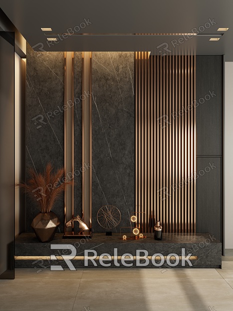 Italian Light Luxury Black Gold Style Rock Slab Style Entrance model