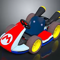 Red White Mario Go Kart Featuring M Logo Blue Seat Yellow Wheels