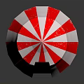 Red And White Striped Tent With Small Flag On Top Worn Appearance Dark Background
