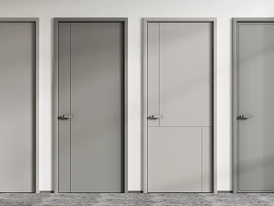 Modern Grey Hinged Doors With Sleek Panel Designs For Home Interior 3d model