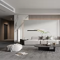 Modern Elegant Living Room Interior Design with Beige Sofa Brown Accent Chair Black Coffee Table