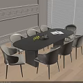 Modern Dining Interior With Dark Wooden Table And Beige Brown Chairs Lemon Plate Glasses Papers
