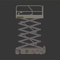 Red Mobile Scissor Lift Featuring Elevated Platform Scissor Mechanism And Wheels