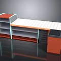 Functional Retail Storage Counter With Multiple Shelves Drawers And Colorful Design