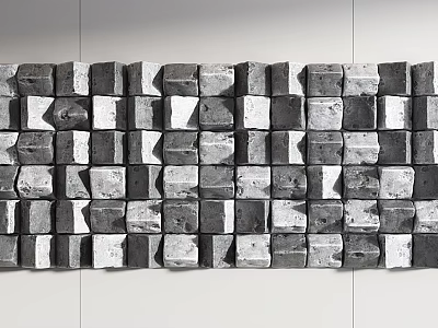 Modern Wall Decor With Gray And White Square Blocks Different Textures Sizes And Neat Arrangement 3d model