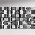 Modern Wall Decor With Gray And White Square Blocks Different Textures Sizes And Neat Arrangement