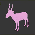 Standing Grey Antelope 3D Model With Long Curved Horns On Simple Background 3d model