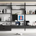 Modern Wall-mounted Combination Bookshelf Storage Rack Decorative Rack Ornaments Combination Books 3d model