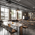 Industrial LOFT Restaurant Cafe Coffee Shop Restaurant Bar Cafe Western Restaurant Dessert Shop 3d model