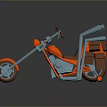 3D Model Red And Blue Custom Motorcycle With Long Handlebars And Unique Seat