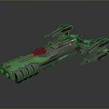 Futuristic Sci Fi Spaceship With Green Accents And Detailed Gray Aerodynamic Body