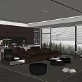 Modern Guest Restaurant Sofa Combination Coffee Table Dining Table and Chair Wine Cabinet 3d model