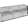 Modern Light Gray Sectional Sofa With Soft Cushions And Throw Blanket 3d model