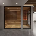 Modern SPA Sauna Room with Massage Tables Stone Walls and Wooden Panels