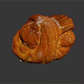 Freshly Baked Golden Braided Pastry With Glazed Surface And Sugar Dusted Topping