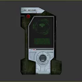 Sci Fi Tech Device With Green Screen Red Button And Metallic Knob 3d model