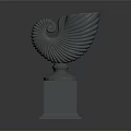 Decorative Nautilus Spiral Shell Sculpture with Pedestal Base Modern Design