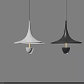 Two Modern White and Black Pendant Lights with Conical Shades for Home Lighting